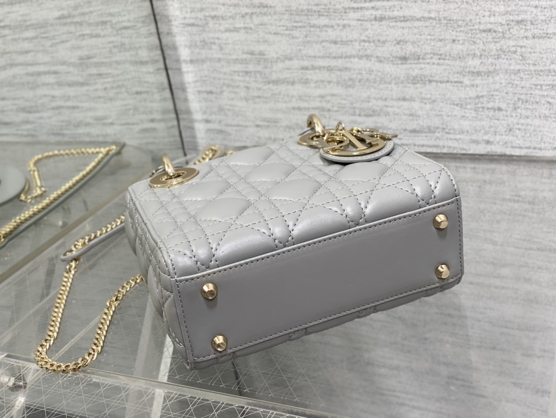 Mini Lady Dior Bag Gray Cannage Lambskin